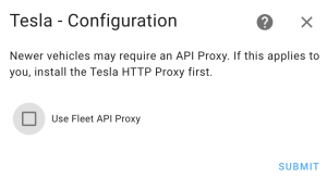 Tesla Configuration API Proxy notification