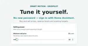 The GridPilot tuning portal showing the minimum sell price slider